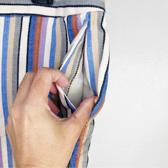 LOFT Women's Size 8 Striped Bermuda The Riviera Short Cotton / Linen - Picture 4 of 9